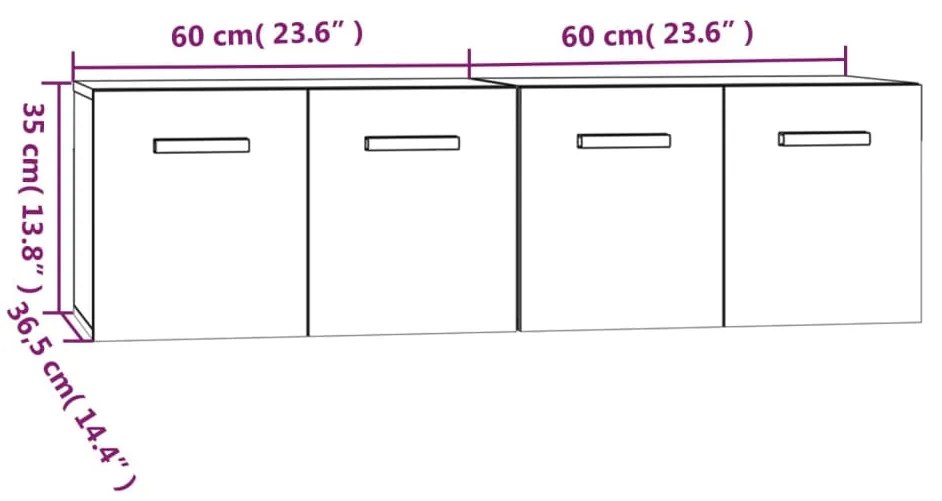 Mobili Parete 2 pz Rovere Marrone 60x36,5x35 cm in Multistrato