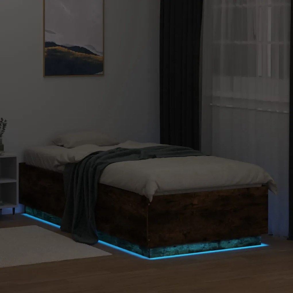 Giroletto con luci led rovere fumo 100x200 cm legno multistrato