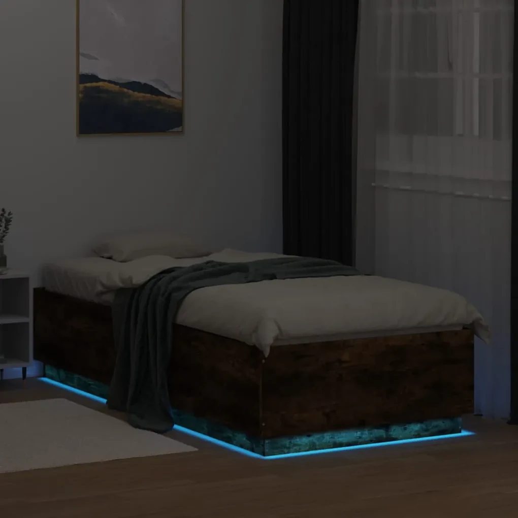 Giroletto con luci led rovere fumo 100x200 cm legno multistrato