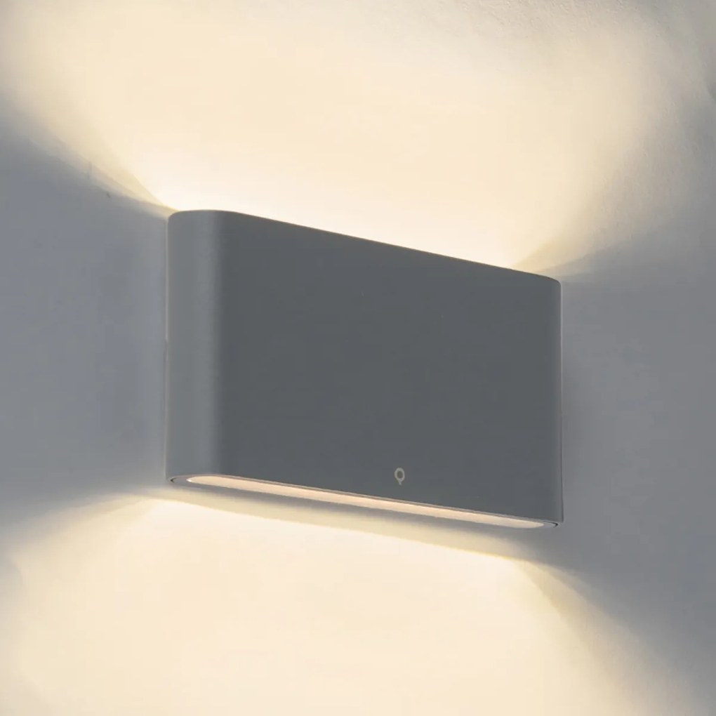 Set di 2 Applique da Esterno Grigio Scuro 17,5 cm Incl. LED - Batt