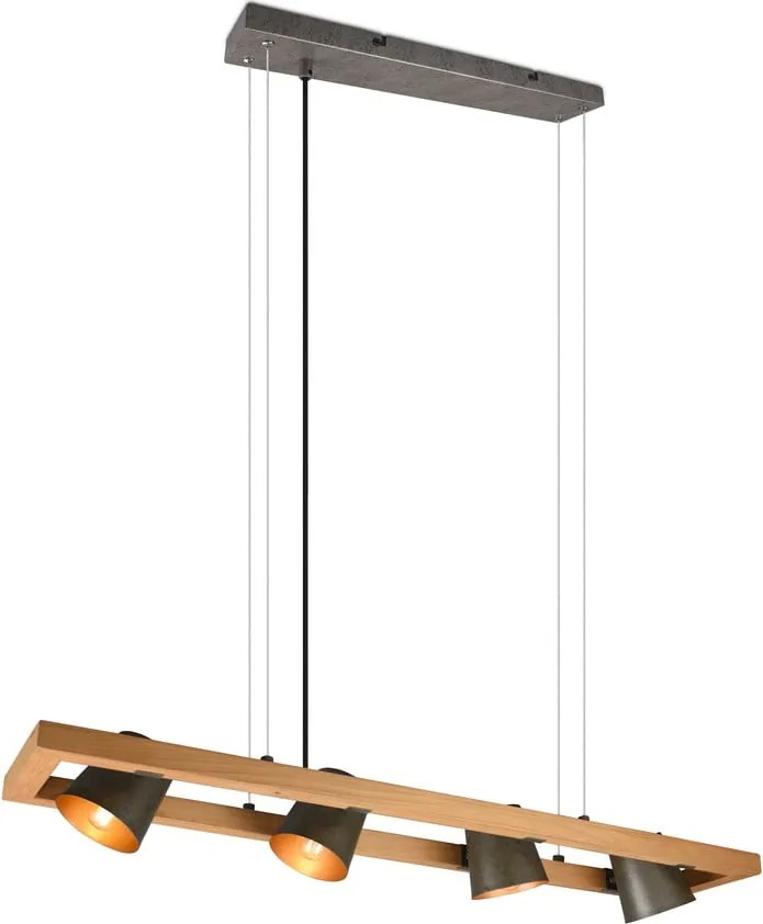 Lampadario in colore grigio-naturale Bell - Trio