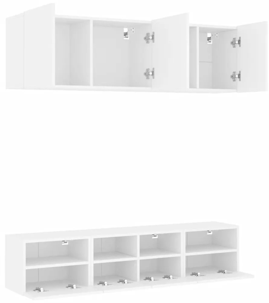 Mobili tv a muro 5pz bianchi in legno multistrato