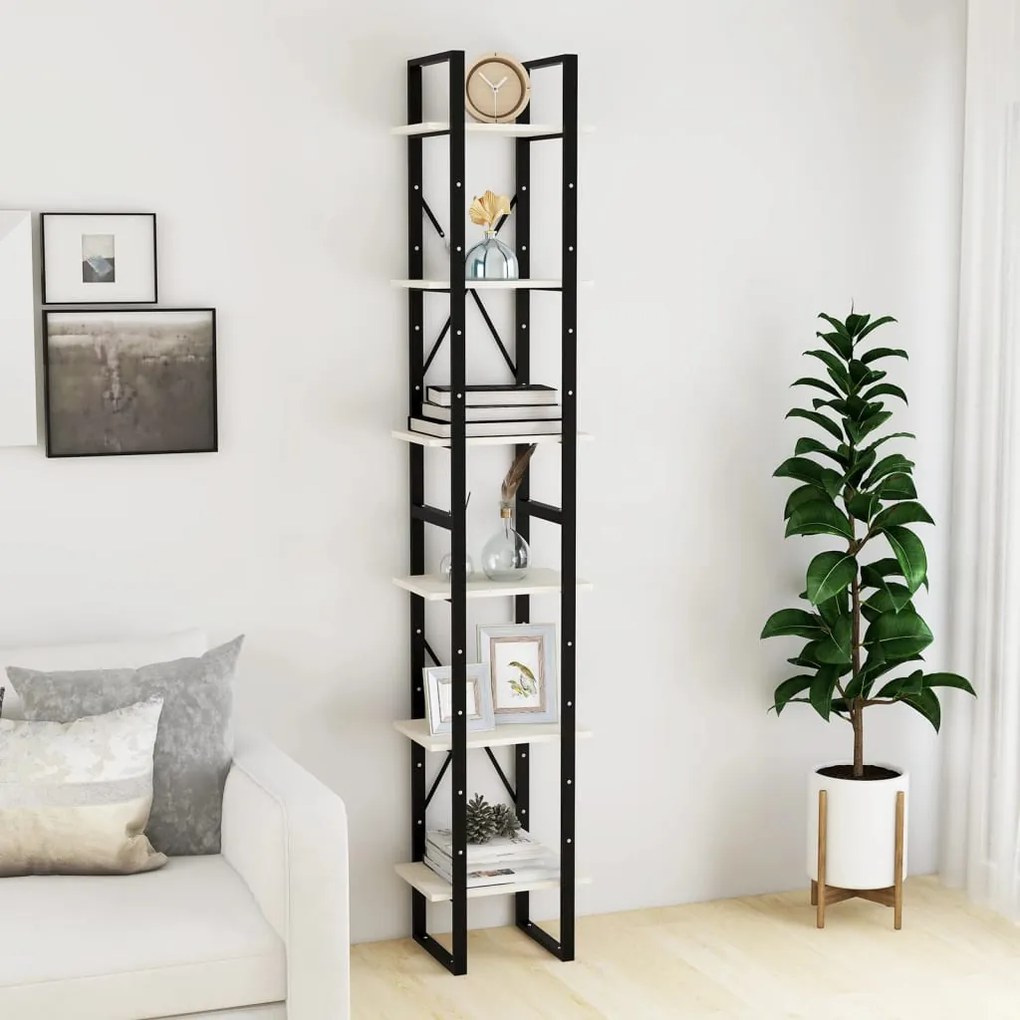 Scaffale Alto Bianco 40x30x210 Cm İn Legno Massello Di Pino /