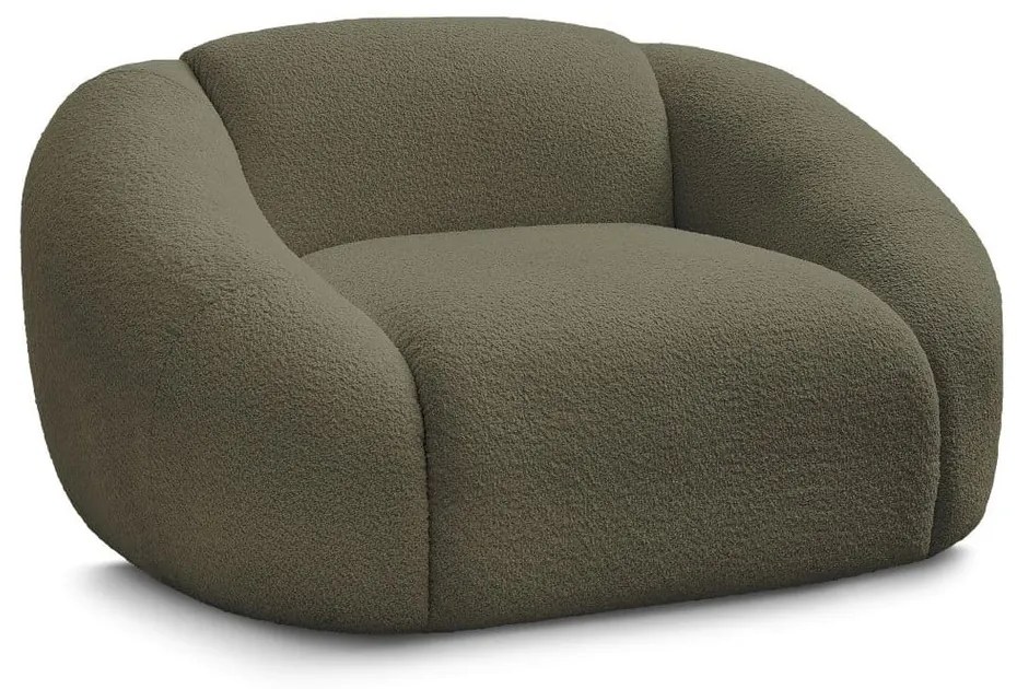 Poltrona verde con rivestimento in bouclé Tina – Bobochic Paris