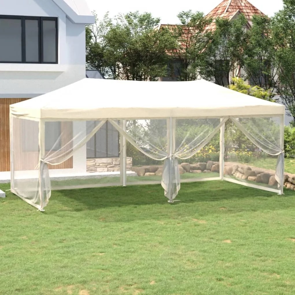 Tenda Per Feste Pieghevole Con Pareti Laterali Crema 3x6 M /