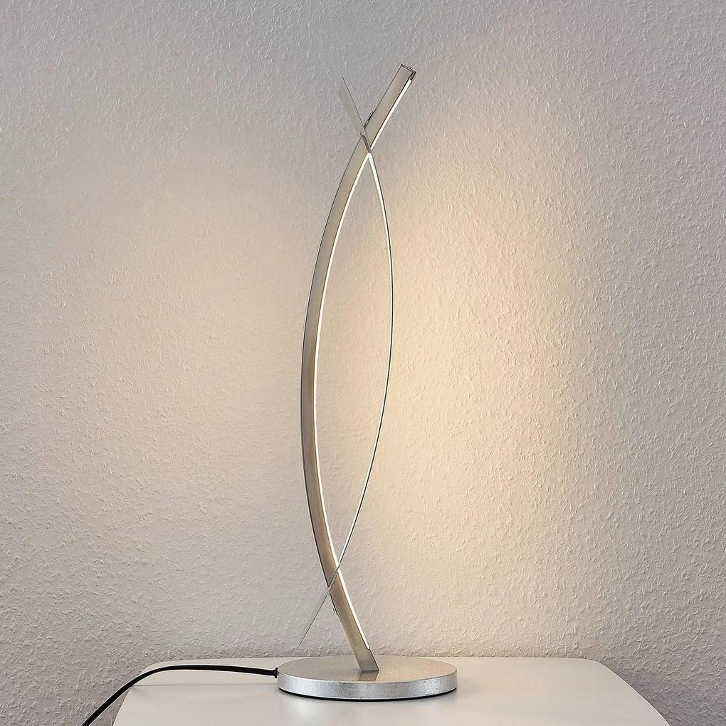 Lucande Lampada LED da tavolo Marija con effetto argento