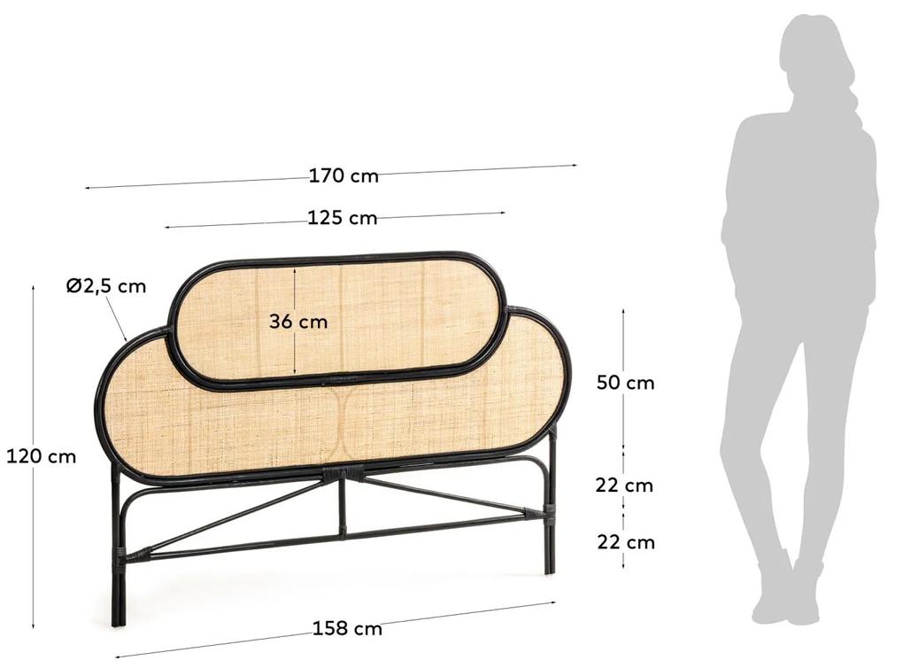 Kave Home - Testiera Lalita in rattan finitura nera per letto da 160 cm