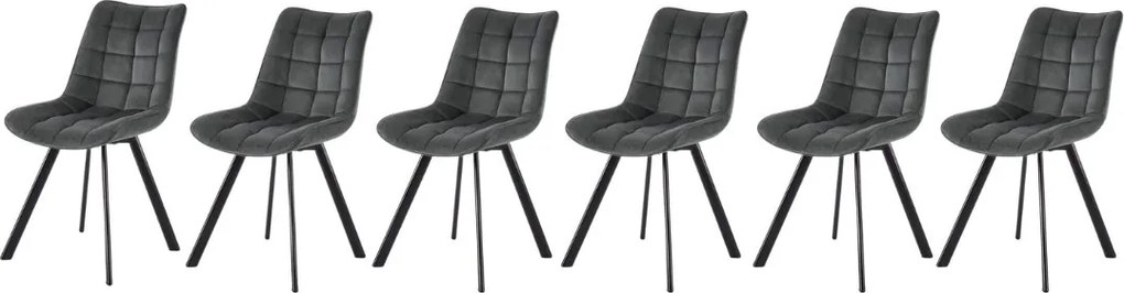 Set di 6 sedie K332 in velluto grigio
