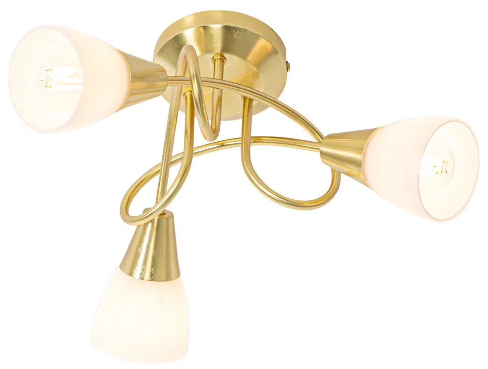 Plafoniera classica oro con vetro opalino 3 luci - Inez