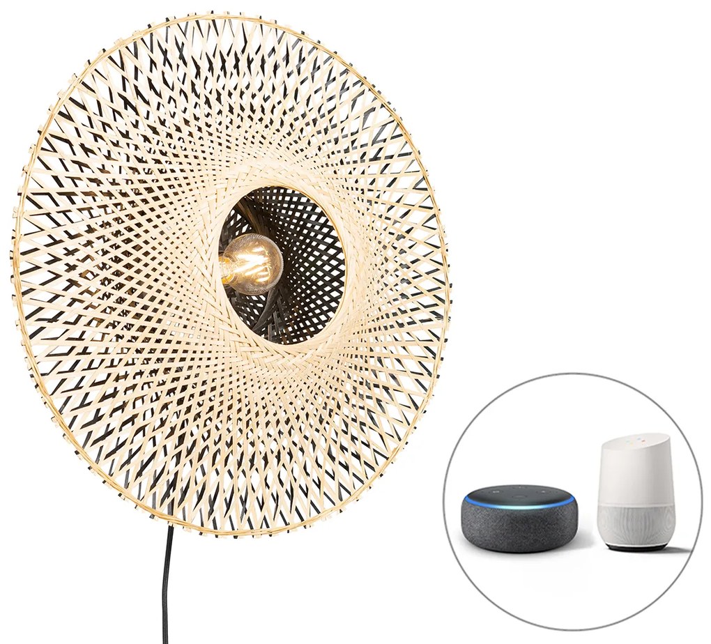 Lampada da parete intelligente bambù 50 cm con spina incluso WiFi A60 - Rina