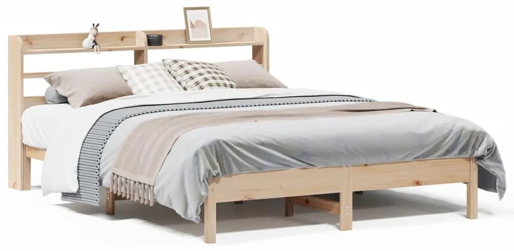 Letto Senza Materasso 140x190 Cm İn Legno Massello Di Pino /