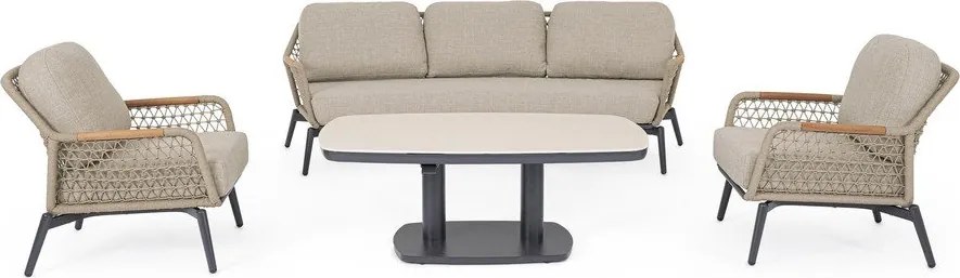 Poltrona da esterno marrone chiaro in metallo Eulero – Bizzotto