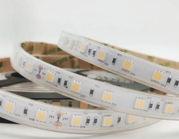 Strip led 5050 dc24v in kapton e silicone 60 led/m 14,4w/m 1314lm/m...