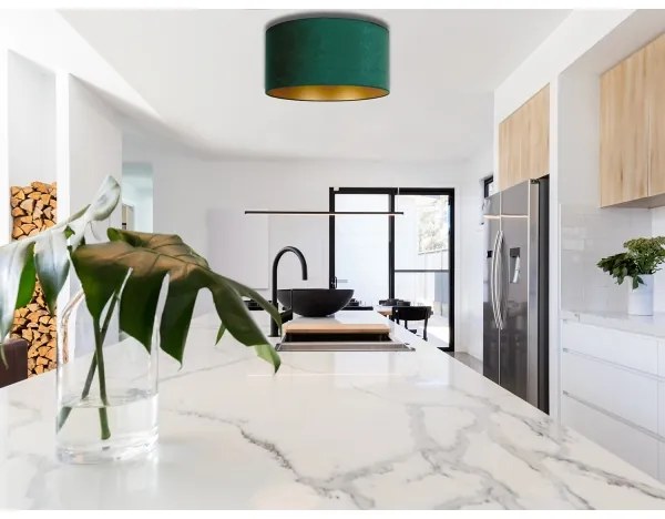 Duolla - Plafoniera ROLLER 1xE27/15W/230V d. 40 cm verde scuro/oro