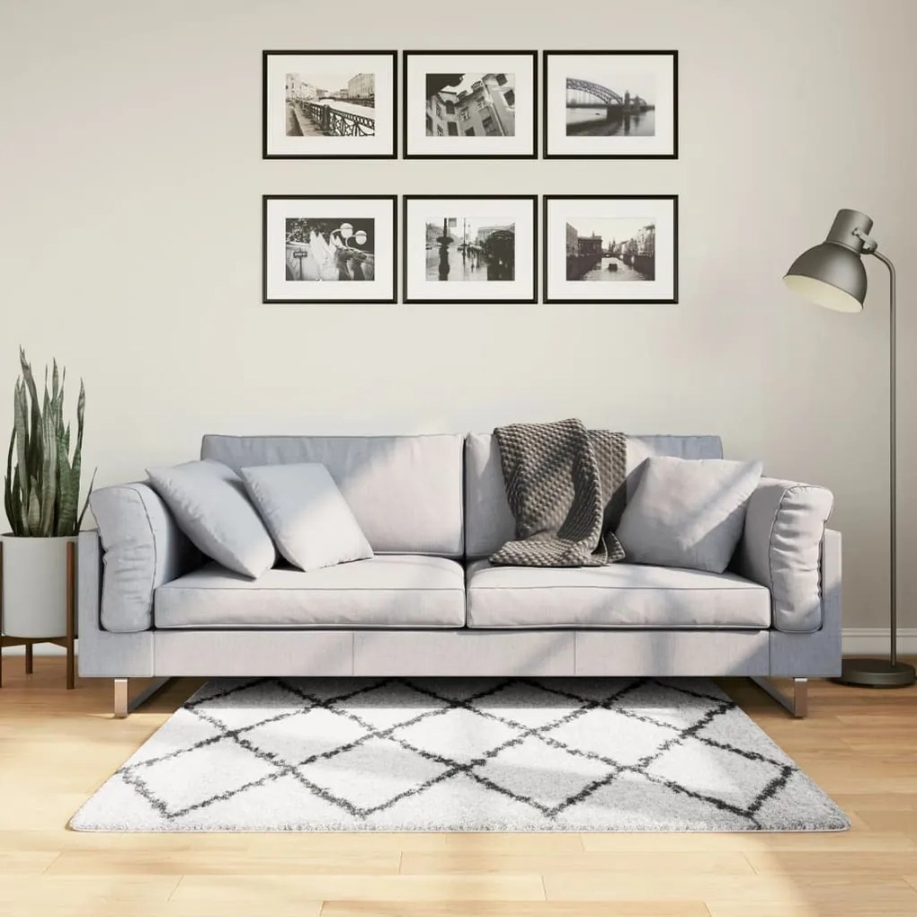Tappeto Shaggy Pamplona A Pelo Lungo Crema E Nero 120x120 Cm /