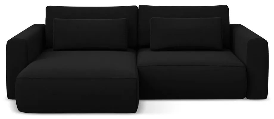 Divano angolare nero allungabile/con contenitore (con penisola a sinistra/con chaise lounge) con rivestimento in velluto Kapua – Makamii