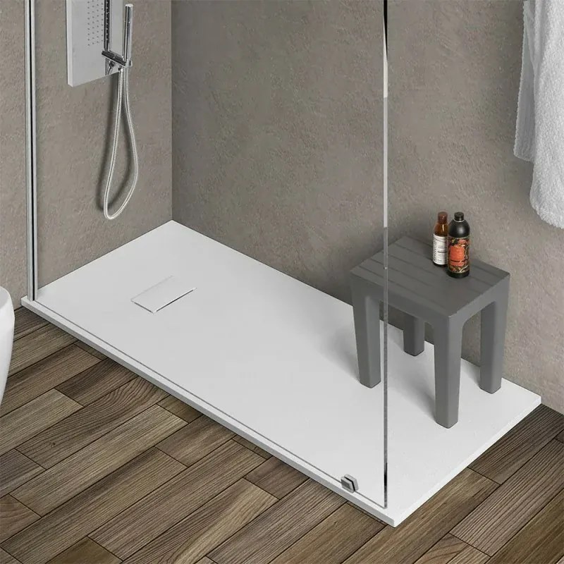 Piatto doccia 80x150 in resina bianco effetto pietra riducibile Agorà