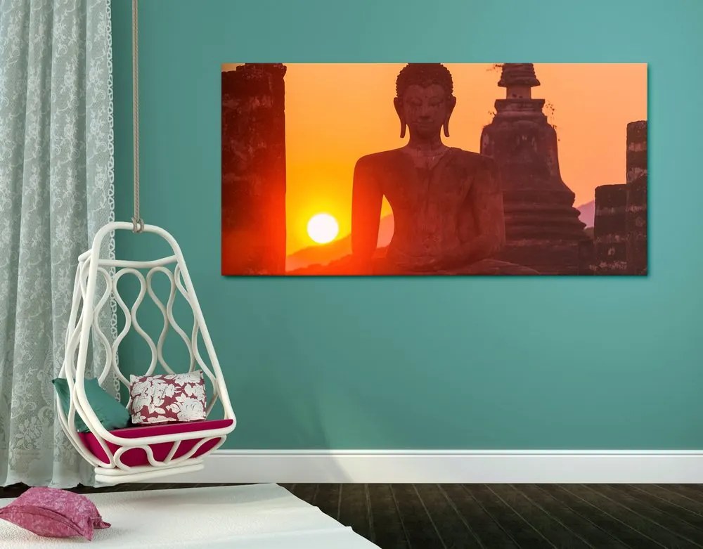 Stampa su tela – Statua di Buddha tra le pietre