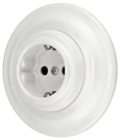 Bohemia-Design - Presa da parete in porcellana in stile retrò con cornice SCHUKO 250V/16A, bianca