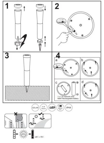 Globo 33785-2 - SET 2x Lampada LED solare SOLAR LED/0,1W/3V 6000K IP44