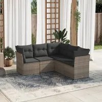 Set Divano da Giardino 5 pz con Cuscini Grigio in Polyrattan 3217620