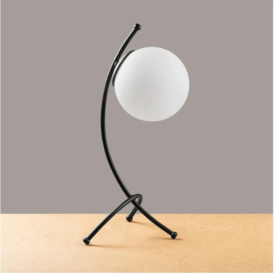 Lampada da tavolo bianca e nera con paralume in vetro (altezza totale 43 cm) Yay – Opviq lights