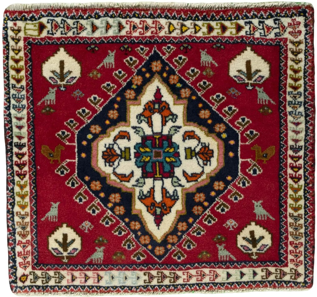 Shiraz Tappeto 60x70 Rosso (Iran) Annodato A Mano