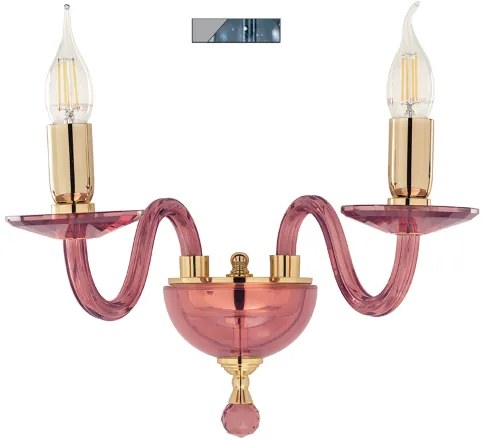 Applique PAGANINI a 2 Luci in vetro lavorato a mano 38 cm Ottanio