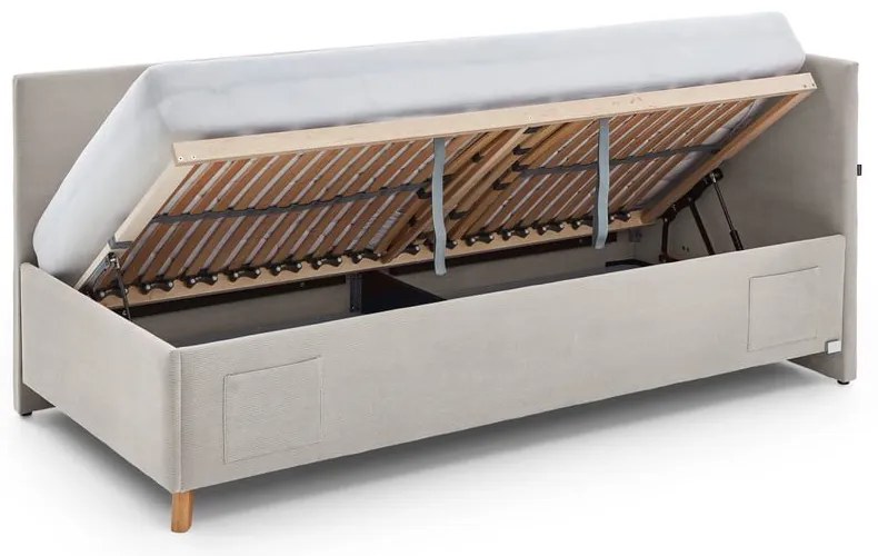 Letto da bambini con sponde beige imbottito con contenitore con rete inclusa 90x200 cm Cool – Meise Möbel