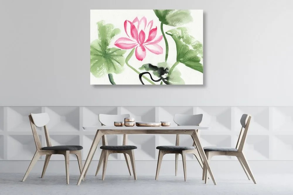 Quadro su tela – Fiore di loto acquerellato