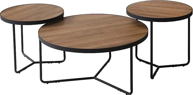 Set di 3 Tavolini da caffè Demeter in noce/nero