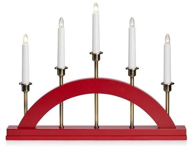 Markslöjd 705833 - Candelabro di natale BRIDGE 5xE10/3W/230V rosso