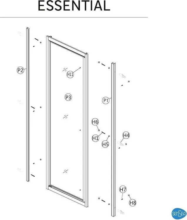 Porta doccia battente L 67-70 cm x H 185 cm per nicchia in vetro trasparente SP. 4 mm, profilo lucido cromo, serie Essential