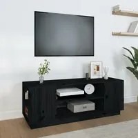 Mobile Porta TV Nera 110x35x40,5 cm in Legno Massello di Pino cod mxl 26940