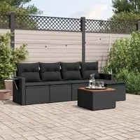 Set Divano da Giardino 6 pz con Cuscini Nero in Polyrattancod mxl 114800