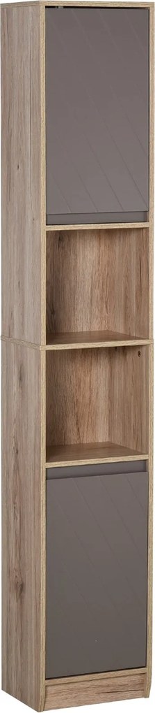 Mobile a Colonna per Bagno in Legno 30x24x170 cm  Grigio e Rovere...