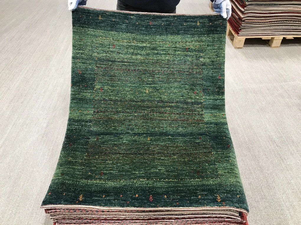 Loribaft Tappeto 90 x 100 Verde (Iran) Annodato A Mano