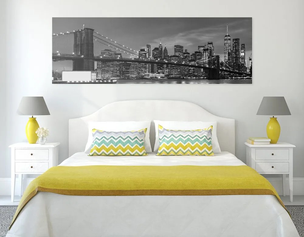 Quadro su tela – Ponte di Brooklyn incantevole in bianco e nero