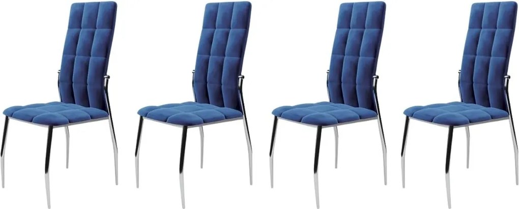 Set di 4 sedie K416 in velluto blu navy