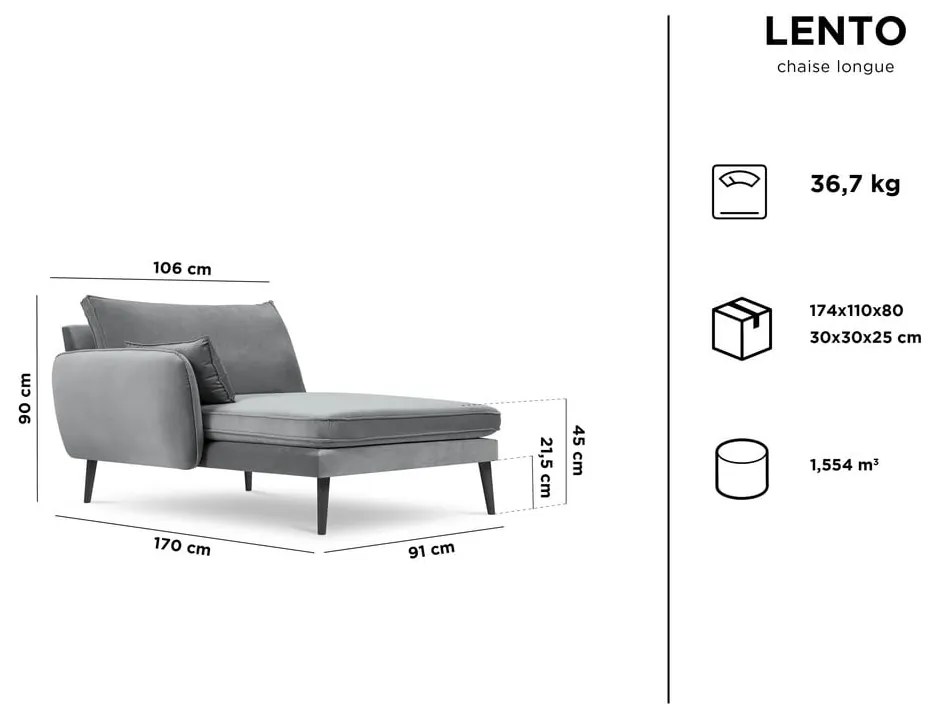 Poltrona lounge in velluto verde con gambe nere, angolo sinistro Lento - Kooko Home