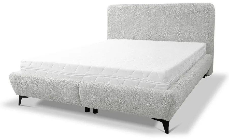 Letto matrimoniale imbottito grigio chiaro con contenitore con rete inclusa 160x200 cm Makapu – Makamii
