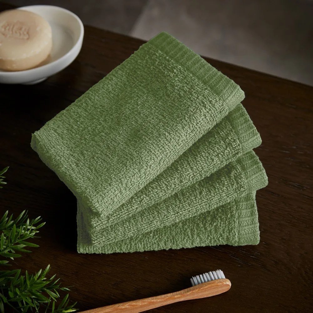 Set di asciugamani con asciugatura rapida/tipo terry verdi in cotone 4 pz 30x30 cm Quick Dry – Catherine Lansfield