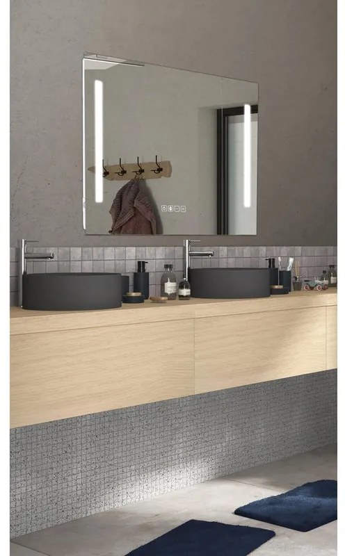 Specchio con illuminazione integrata bagno rettangolare SENSEA H 70 x P 6.2 cm grigio / argento