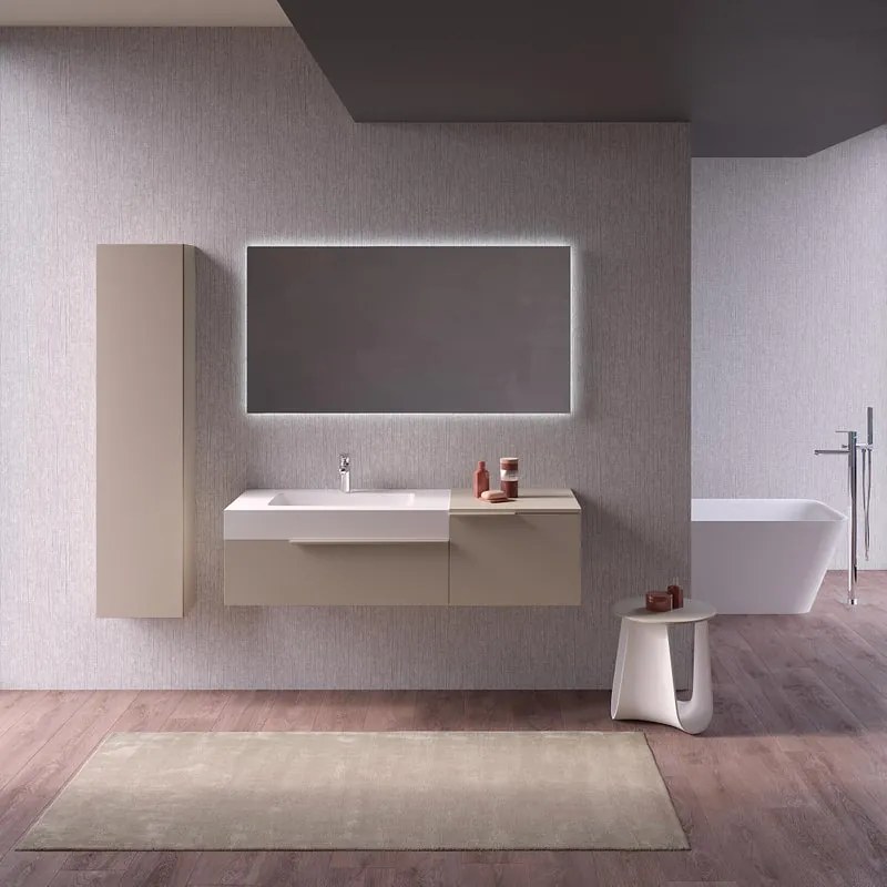 Mobile sottolavabo e lavabo Gravel ghiaia L 135 x H 36 x P 51 cm