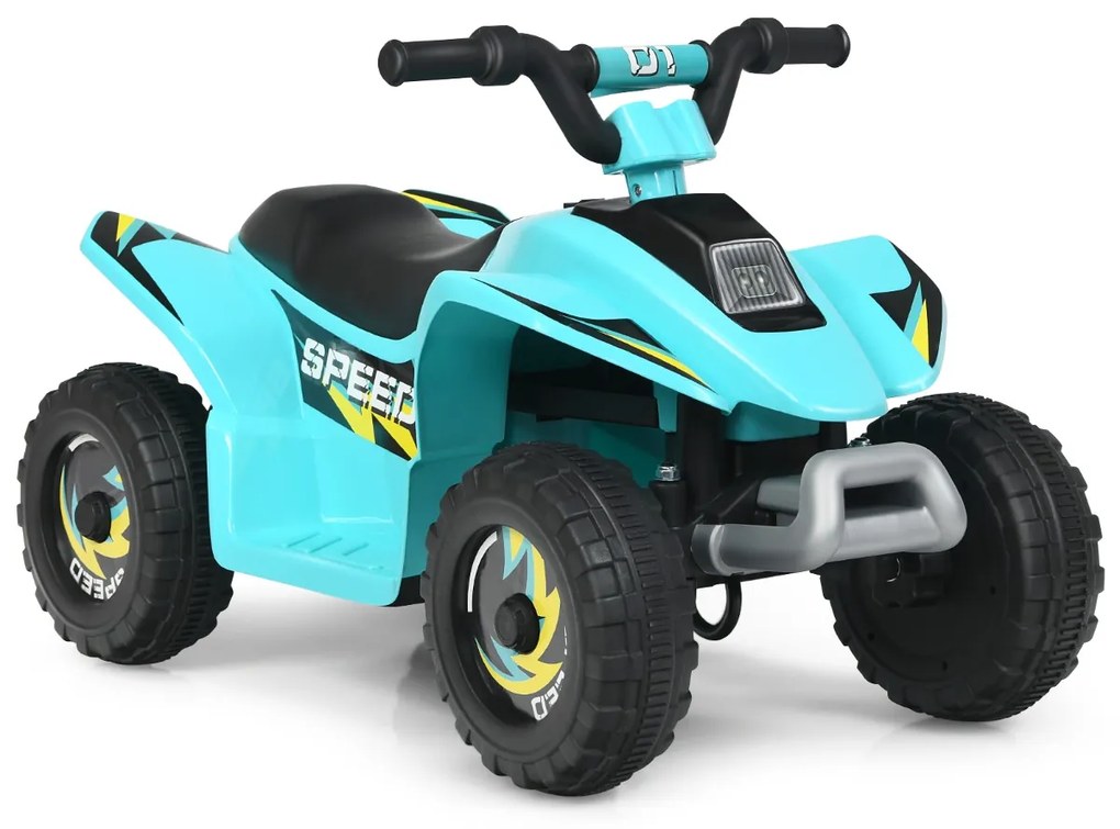 Costway Costway Quad cavalcabile alimentato a batteria 6V con velocità massima 4,6 km/h, Mini quad ATV per bambini Blu