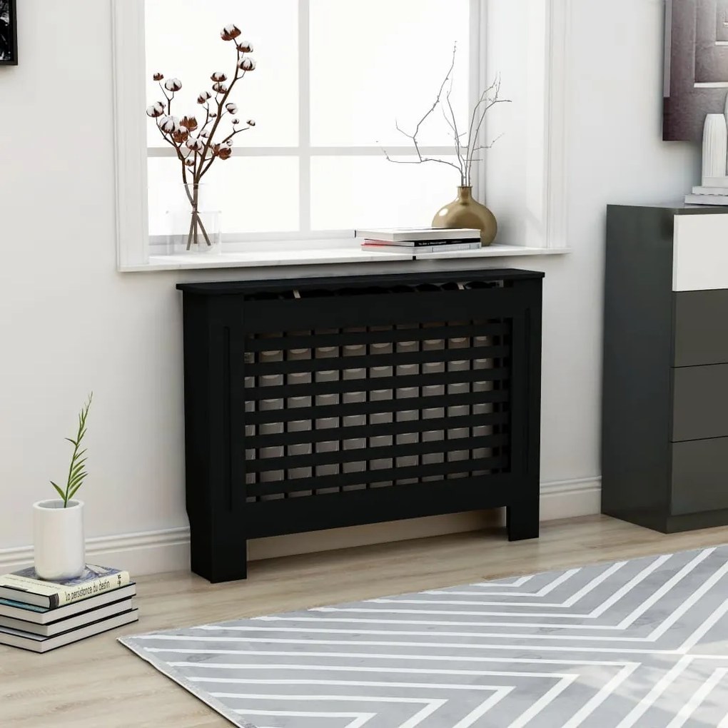 Copertura Per Radiatore Nera 112x19x81,5 Cm İn Mdf /