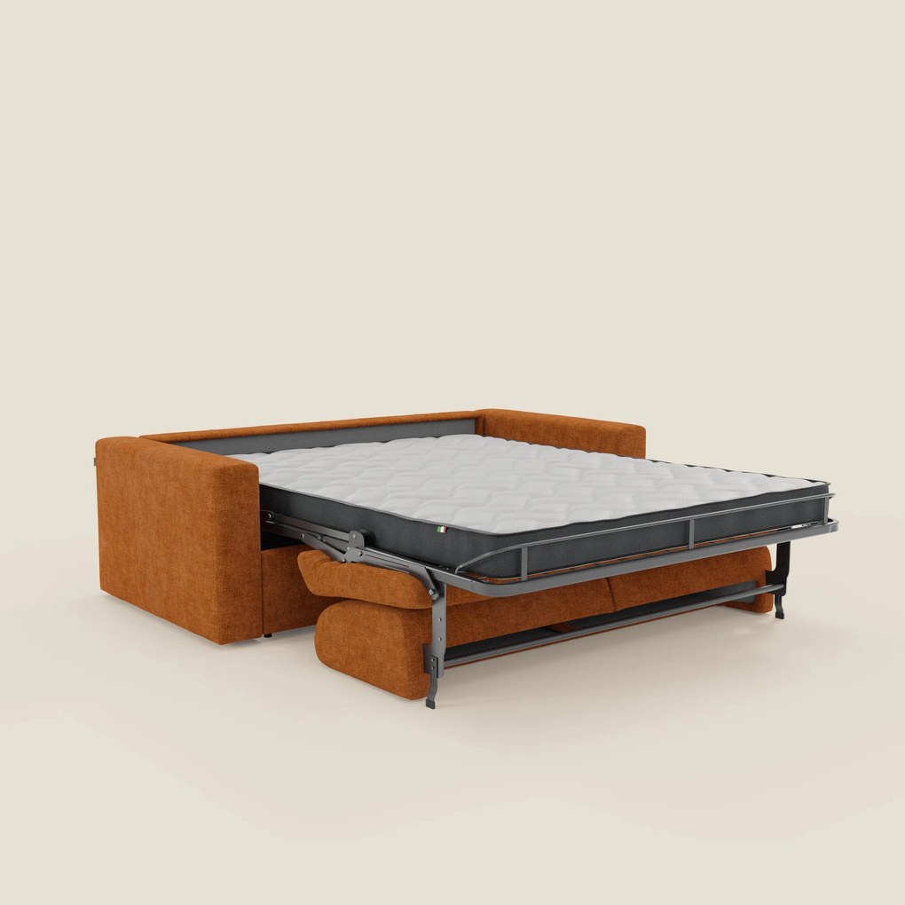 Diomede Divano letto matrimoniale in velluto easy clean sfoderabile - design moderno e comfort in T35 arancio