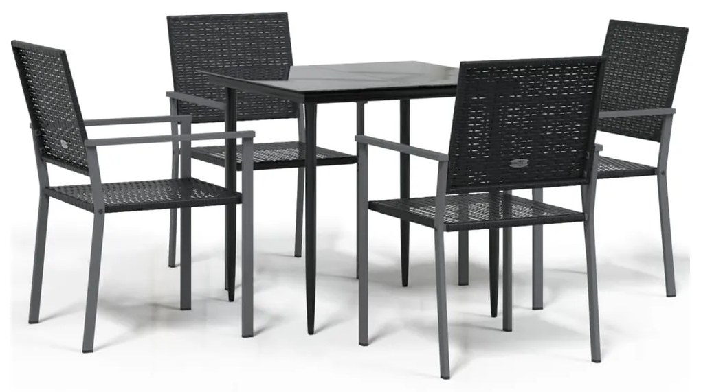Set da pranzo da giardino 5 pz in polyrattan e acciaio