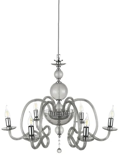 Lampadario a sospensione D75 cm VIVALDI a 6 luci in vetro lavorato a mano FUMČ