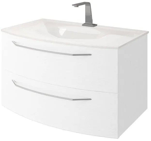 Mobile bagno sospeso con lavabo L 100 x H 55 x P 51 cm frassino bianco per vasca centrale Lyla